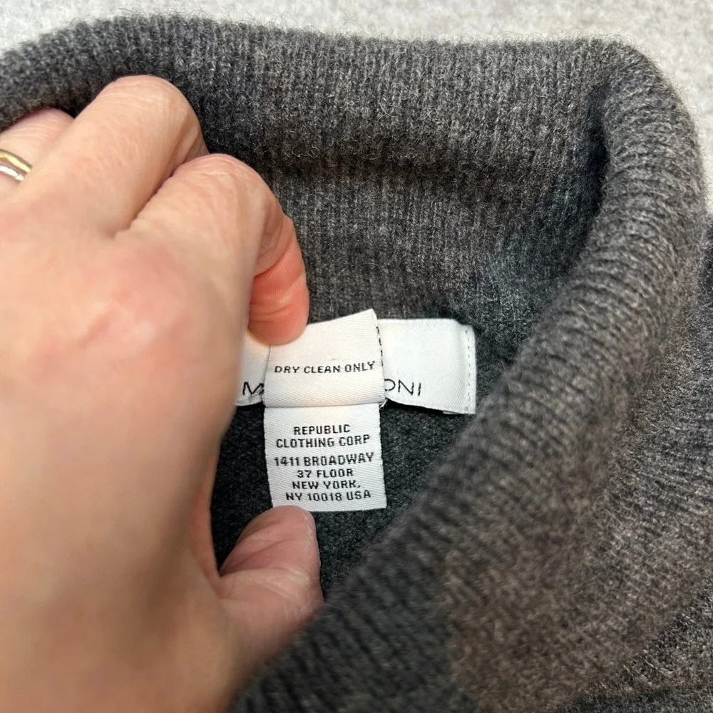 MAGASCHONI Cashmere Turtleneck Sweater Asymmetric Hem Charcoal Gray Womens Large - Picture 3 of 13